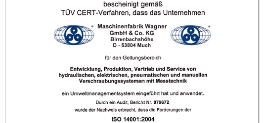 ISO14001証明書