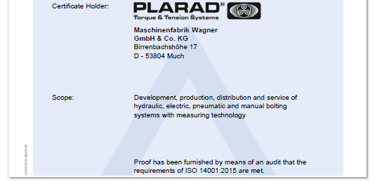 ISO14001証明書-Plarad