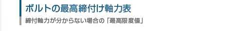 ボルトの最高締め付け軸力表